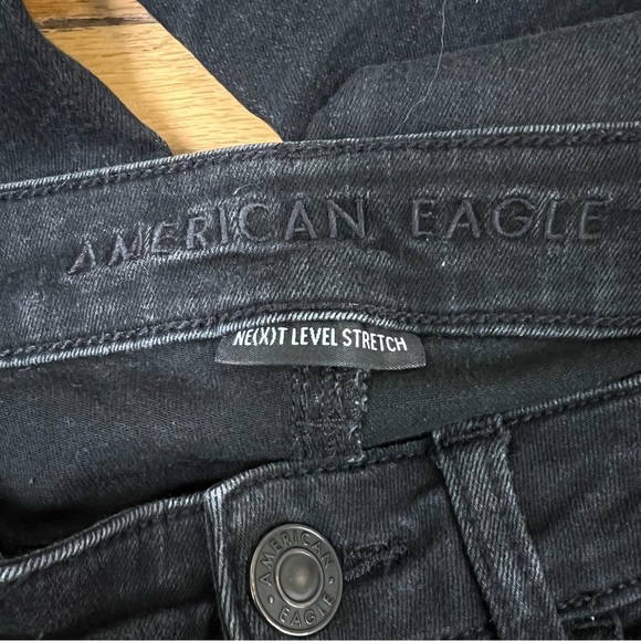American Eagle black distressed ripped next level stretch hi rise jegging jeans - Picture 8 of 10
